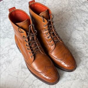 Allen Edmonds Dalton Wingtip Dress Boot M 8.5 Walnut Burnished Calf, Brogue